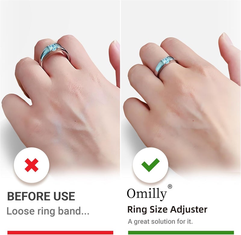 Omilly Ring Sizer Adjuster for Loose Rings, 64-Piece Set with 3 Types (Spiral Coils, Ring Guards, Sizing Strips) Fits Ring Widths 1-10mm, Invisible Resizing Solution for Women & Men - Image 4